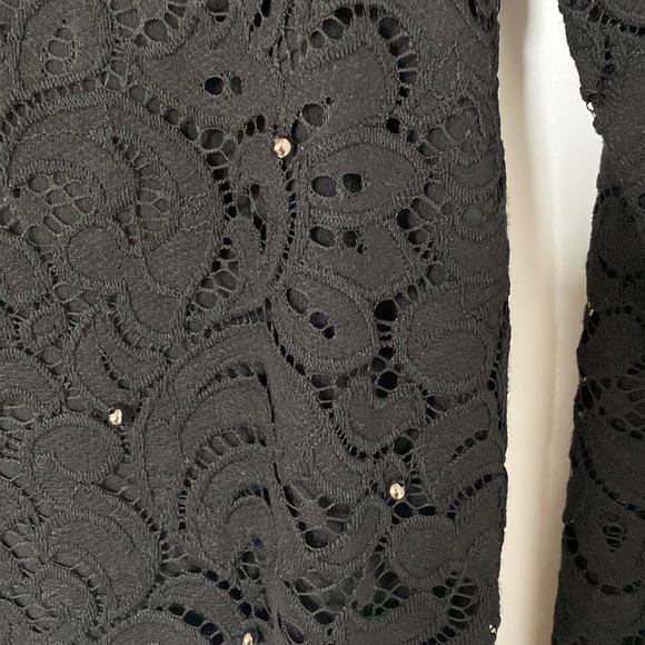 Kooples Lace blouse with leather collar and stud detail - Picture 3 of 5